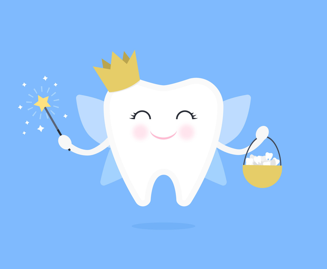 Cartoon Tooth Fairy Flat Vector Illustration