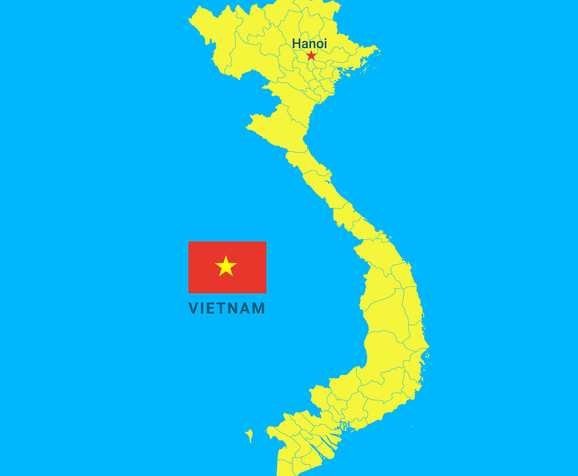 Map Of Vietnam And Flag Vector