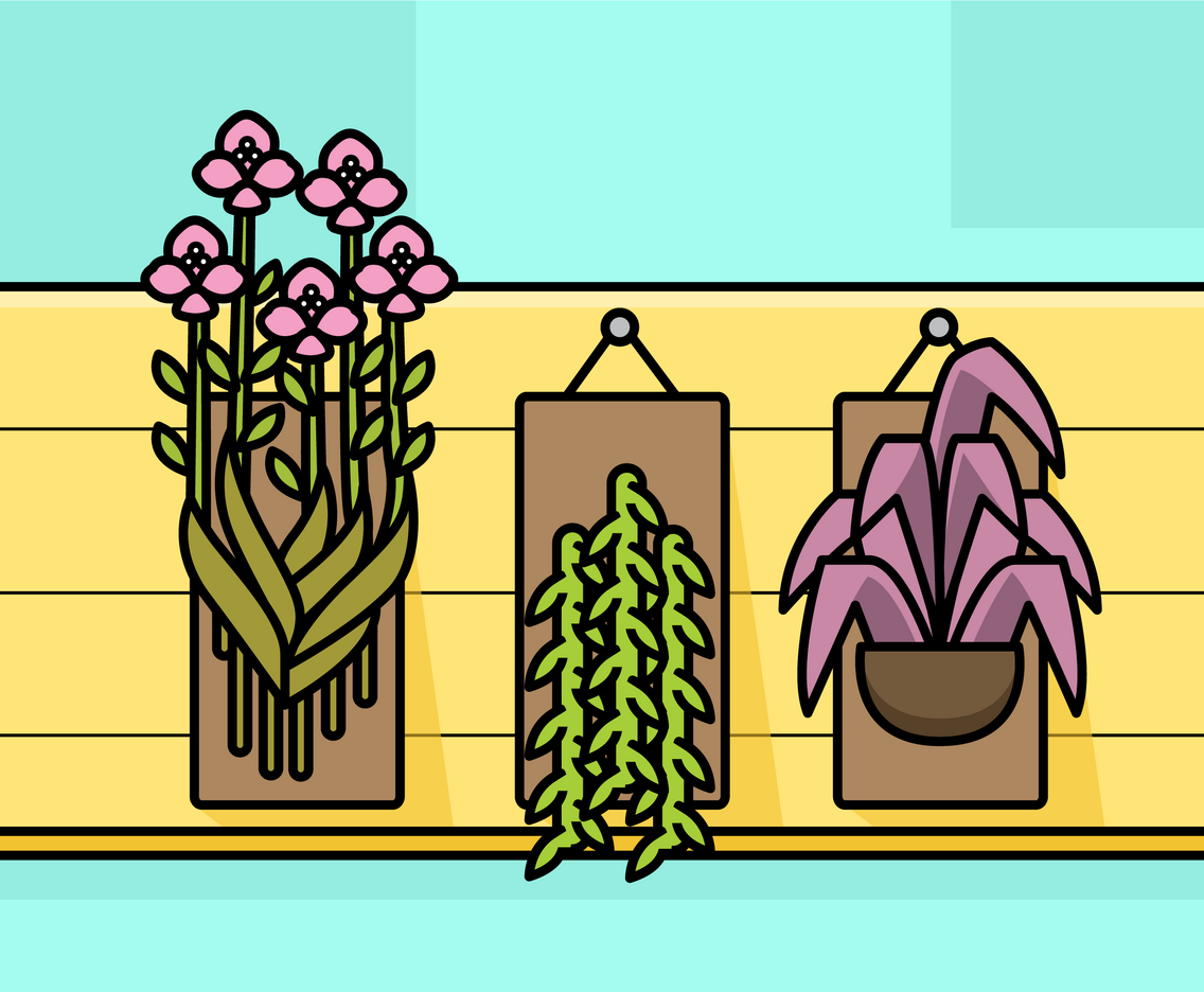 Set of Botanical Hanging Plants