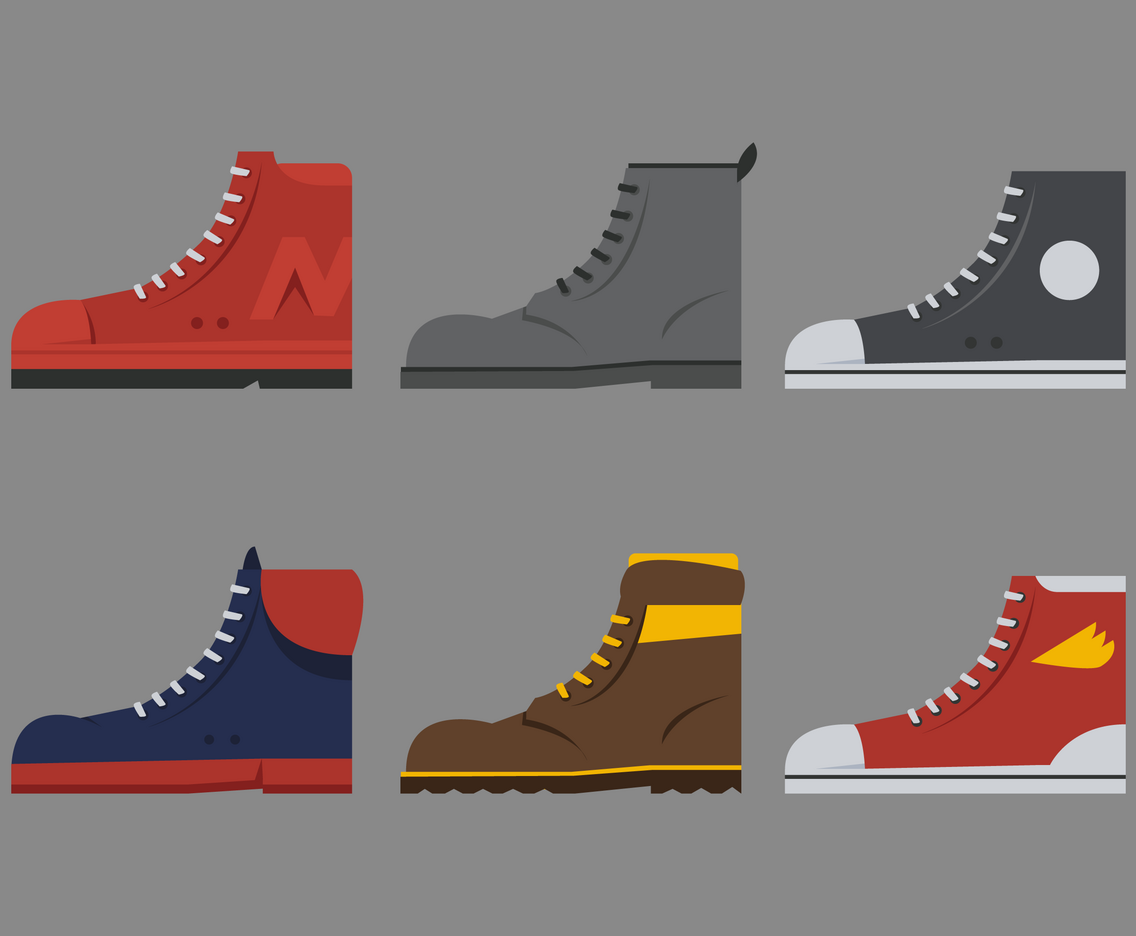 Sneakers, Boots and Shoes Side View