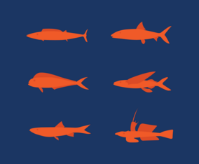 Flat Fish Set Vector