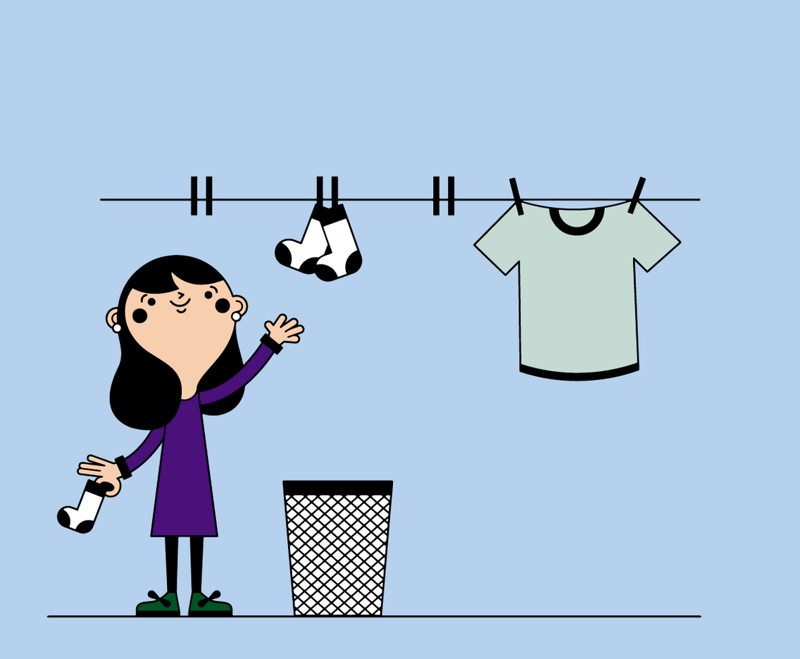 Free woman hanging clothes vector