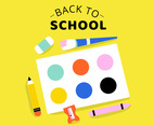 Back To School With School Tools, Pencil, Brush, Eraser, Sharpener And Colors