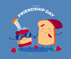 Funny Food Character Celebrate Friendship Day