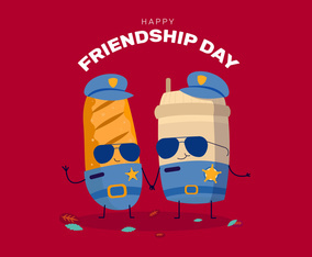 Funny Food Character Celebrate Friendship Day