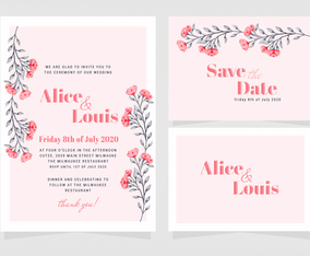 Vector Pink Floral Wedding Invitation