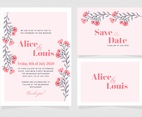 Vector Pink Floral Wedding Invitation
