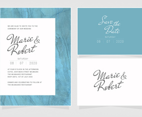 Vector Blue Wedding Invitation