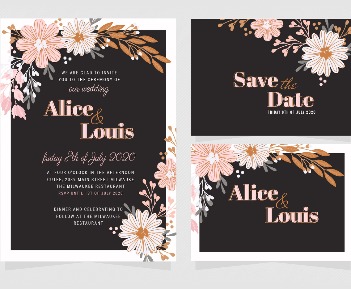 Vector Elegant Wedding Invitation Template