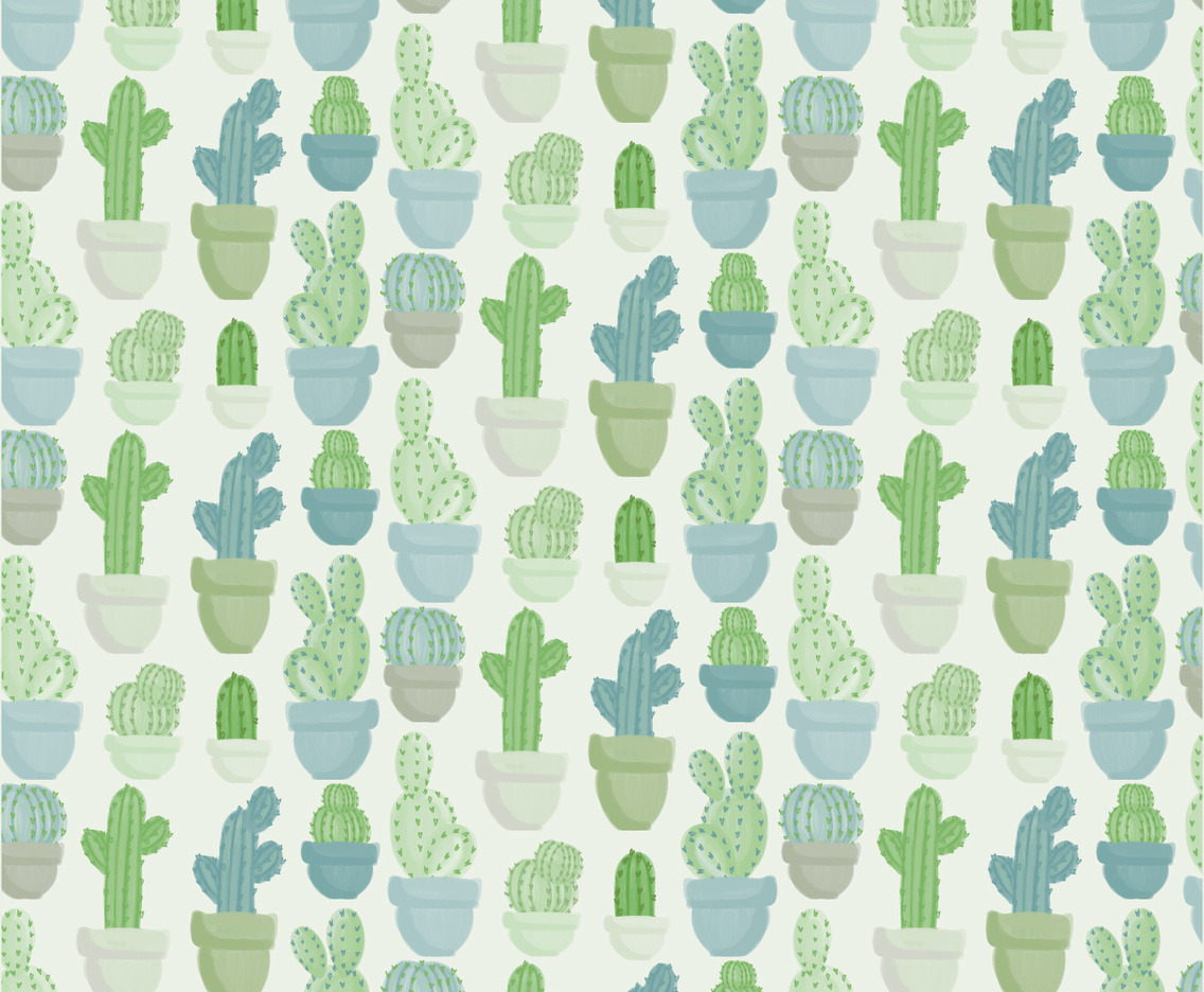 Vector Seamless Cacti Pattern
