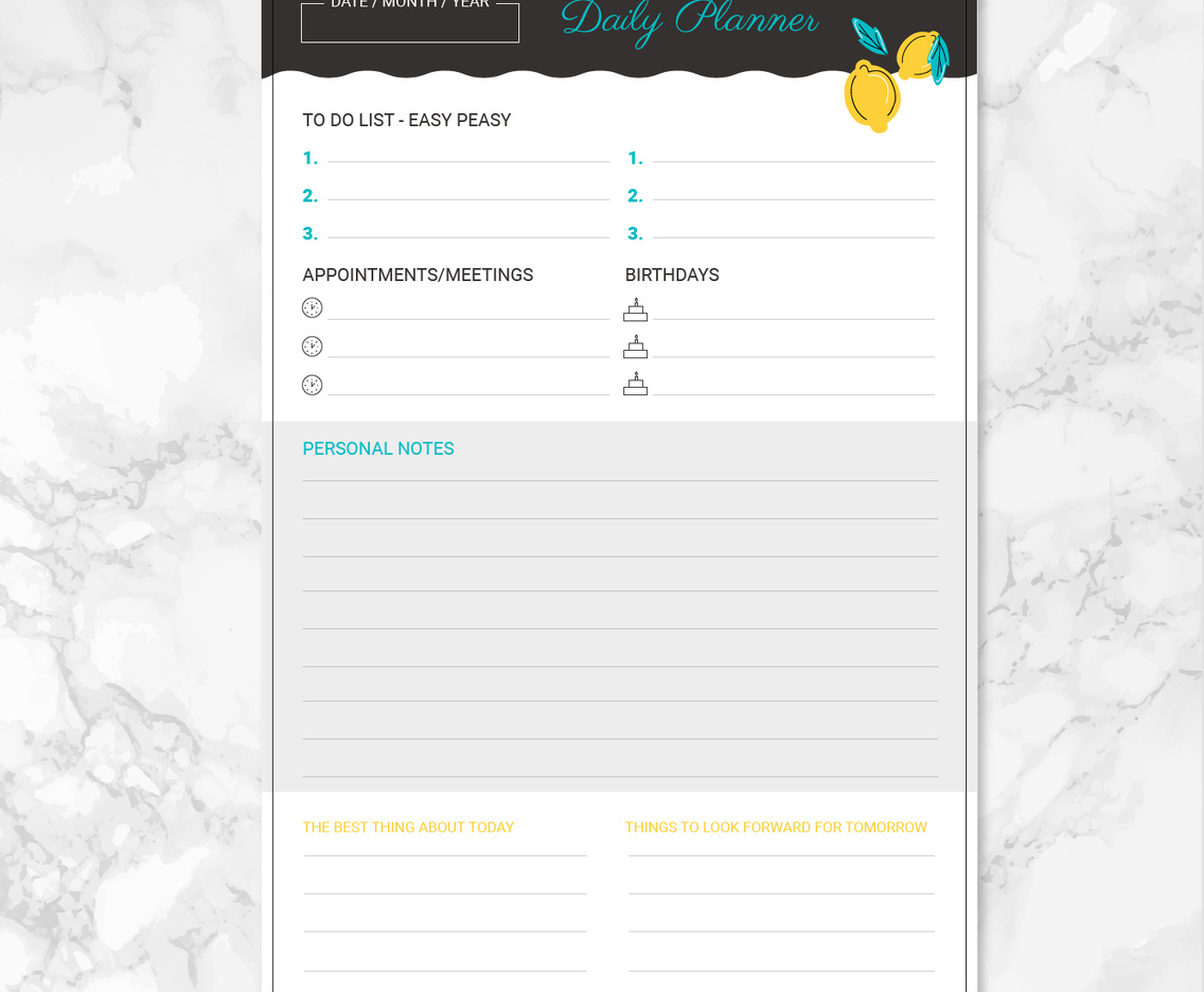 Vector Daily Planner Template