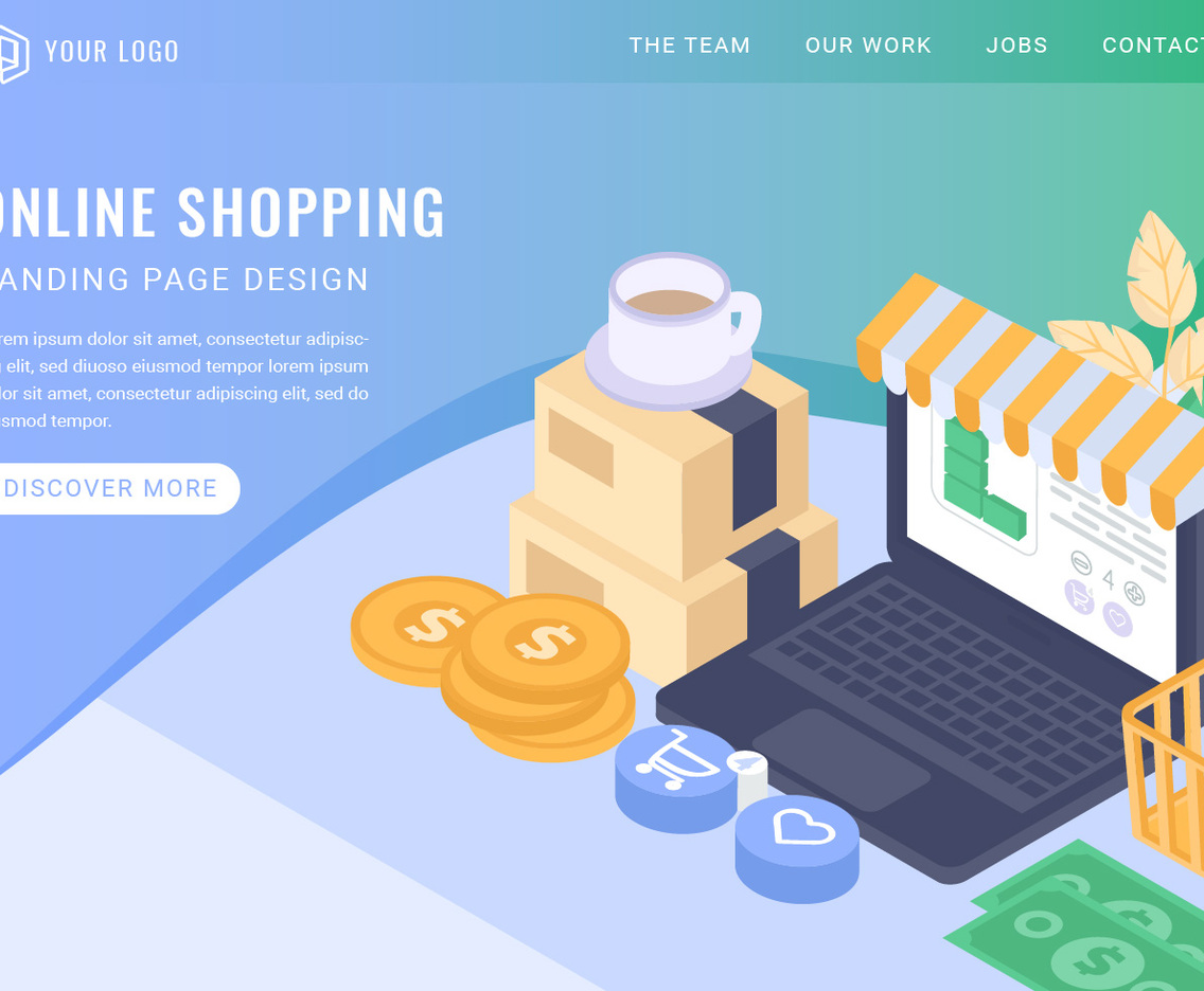 Vector Online Shopping Isometric Landing Page
