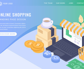 Vector Online Shopping Isometric Landing Page