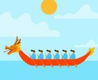 Flat Dragon Boat Festival Vector Illustration
