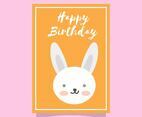 Flat Cute Rabbit Happy Birthday Animal Greetings Vector Template