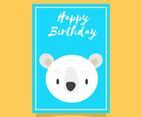 Flat Cute Polar Bear Happy Birthday Animal Greetings  Vector Template