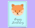 Flat Cute Fox Happy Birthday Animal Vector Illustration