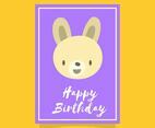 Flat Cute Rabbit Happy Birthday Animal Greetings Vector Template