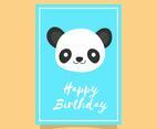Flat Cute Panda Happy Birthday Animal Greetings Vector Template