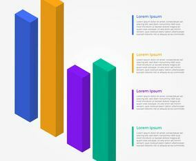 Flat 3D Bar Infographic Vector Collection
