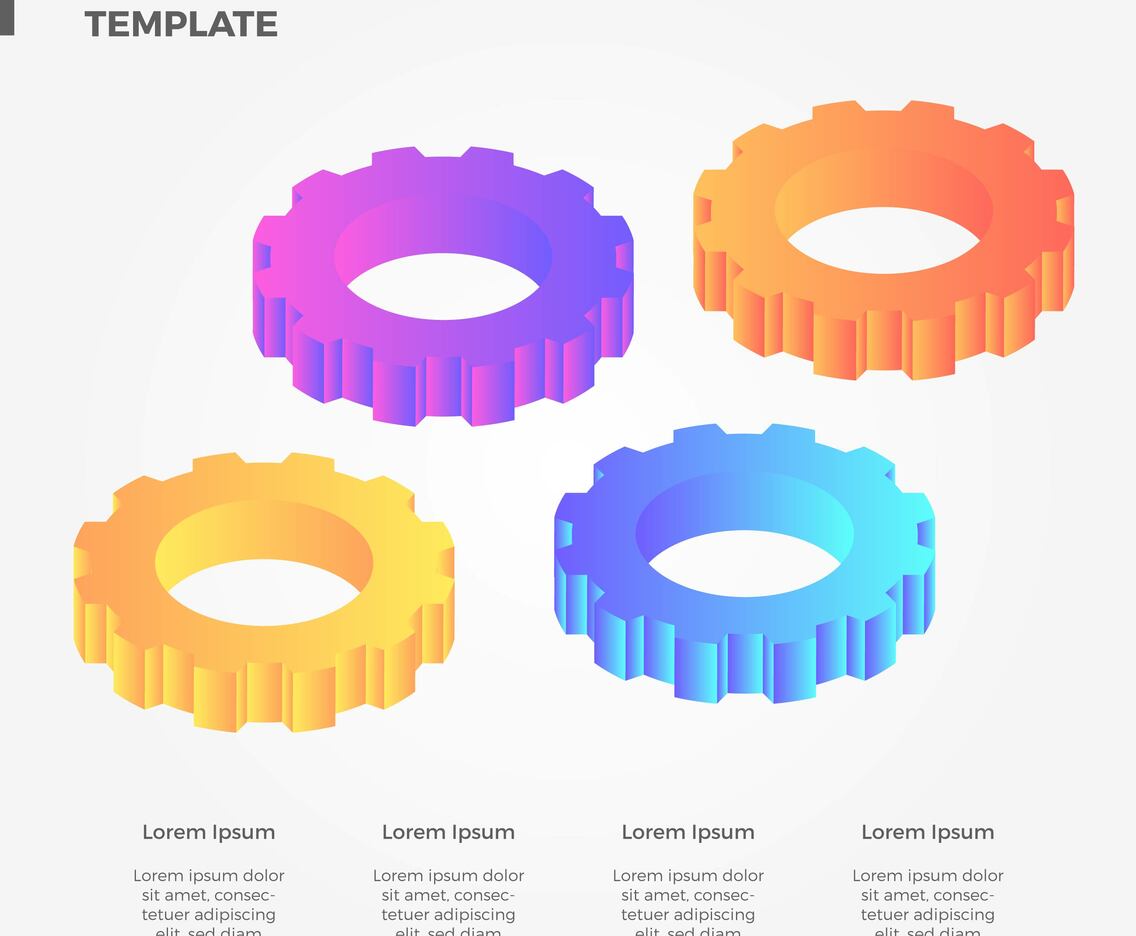 Flat 3D Infographic Gear Vector Collection
