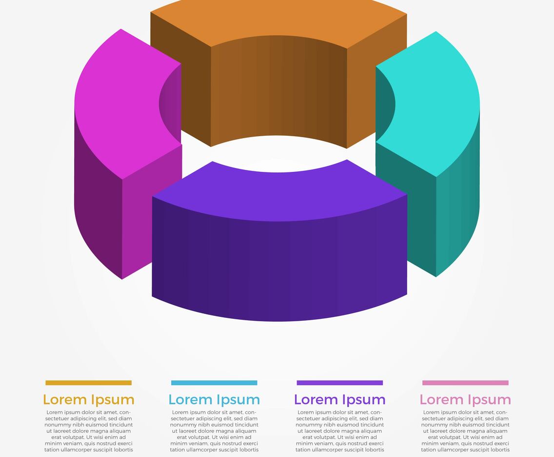 Flat 3D Circle Infographic Elements Vector Template