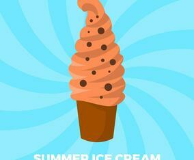 Flat Ice Cream Summer Vector Illustration