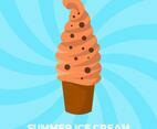 Flat Ice Cream Summer Vector Illustration