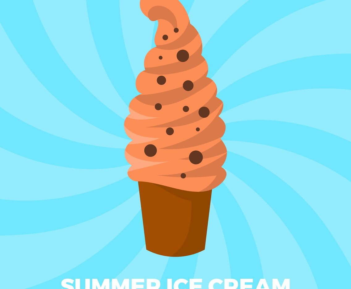 Flat Ice Cream Summer Vector Illustration