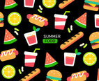Colorful Summer Food Pattern Vector Illustration