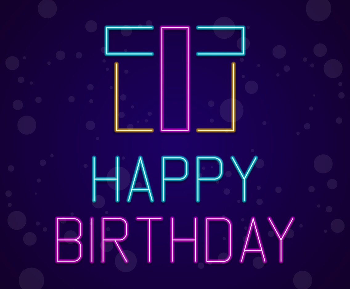 Happy Birthday Neon Signboard Vector Illustration