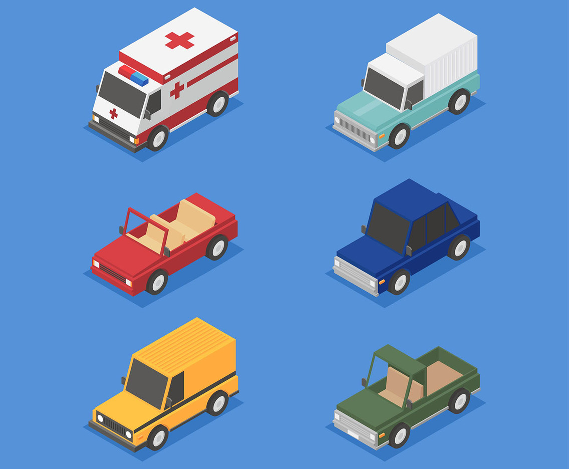 Isometric Transportation Clip Art Set