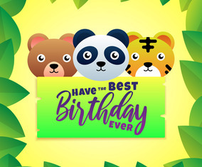 Cute Jungle Animals Invitation Card Template