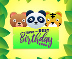 Cute Jungle Animals Invitation Card Template