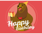 Cute Bear Giving Happy Birthday Vector