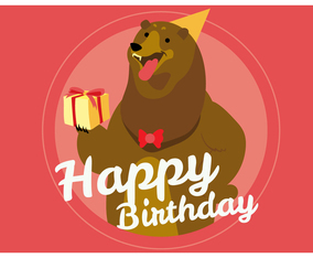 Cute Bear Giving Happy Birthday Vector
