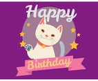 Happy Birthday Giving By a Cute Cat Vector