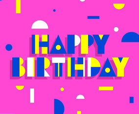 Happy Birthday Geometric Simple Typography