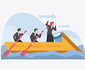 Leader Carrying Team To Achieve Corporate Goals Vector