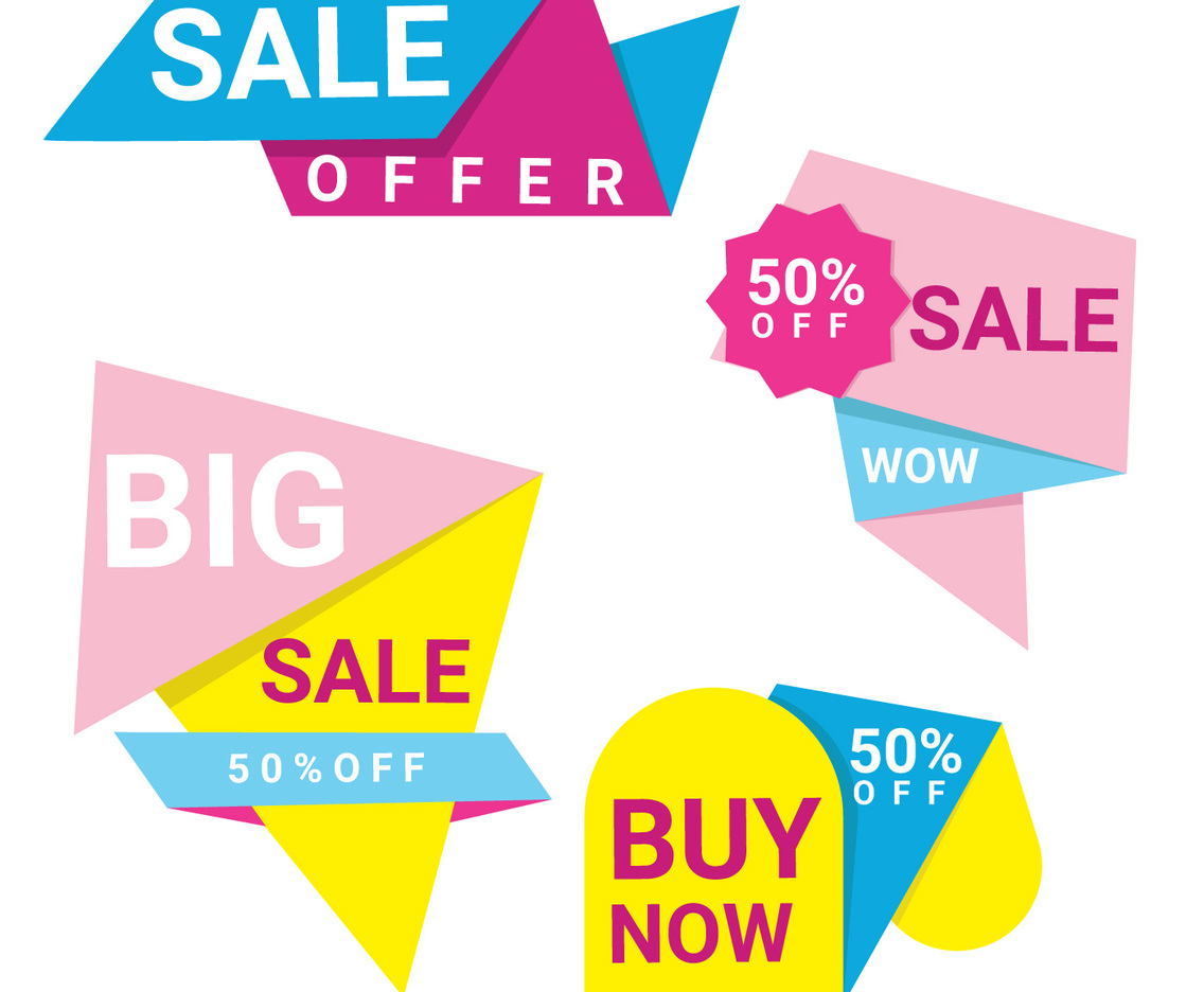 Colorful Abstrac Origami Sale Banners Collection