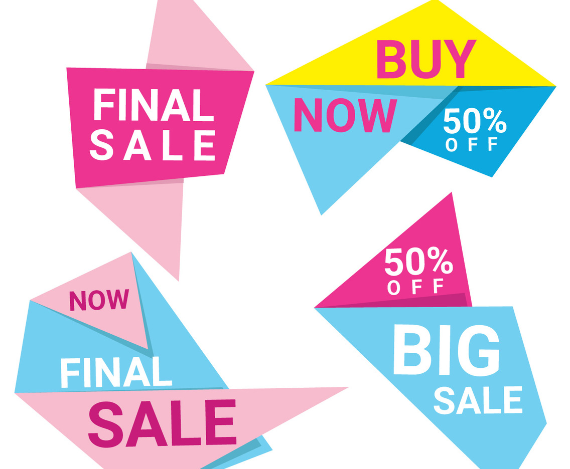 Abstrac Origami Sale Banners Vector