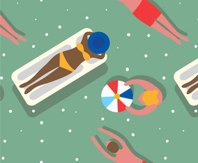 Pool And People Pattern Vector