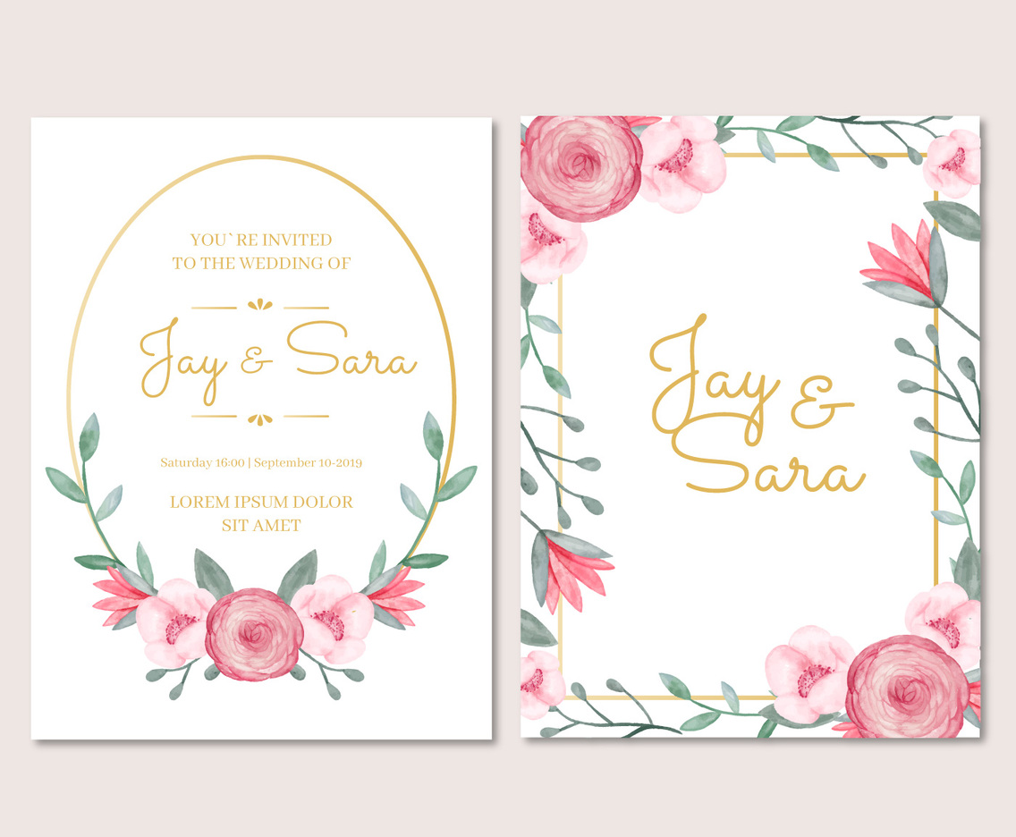Wedding Invitation Template With Flowers