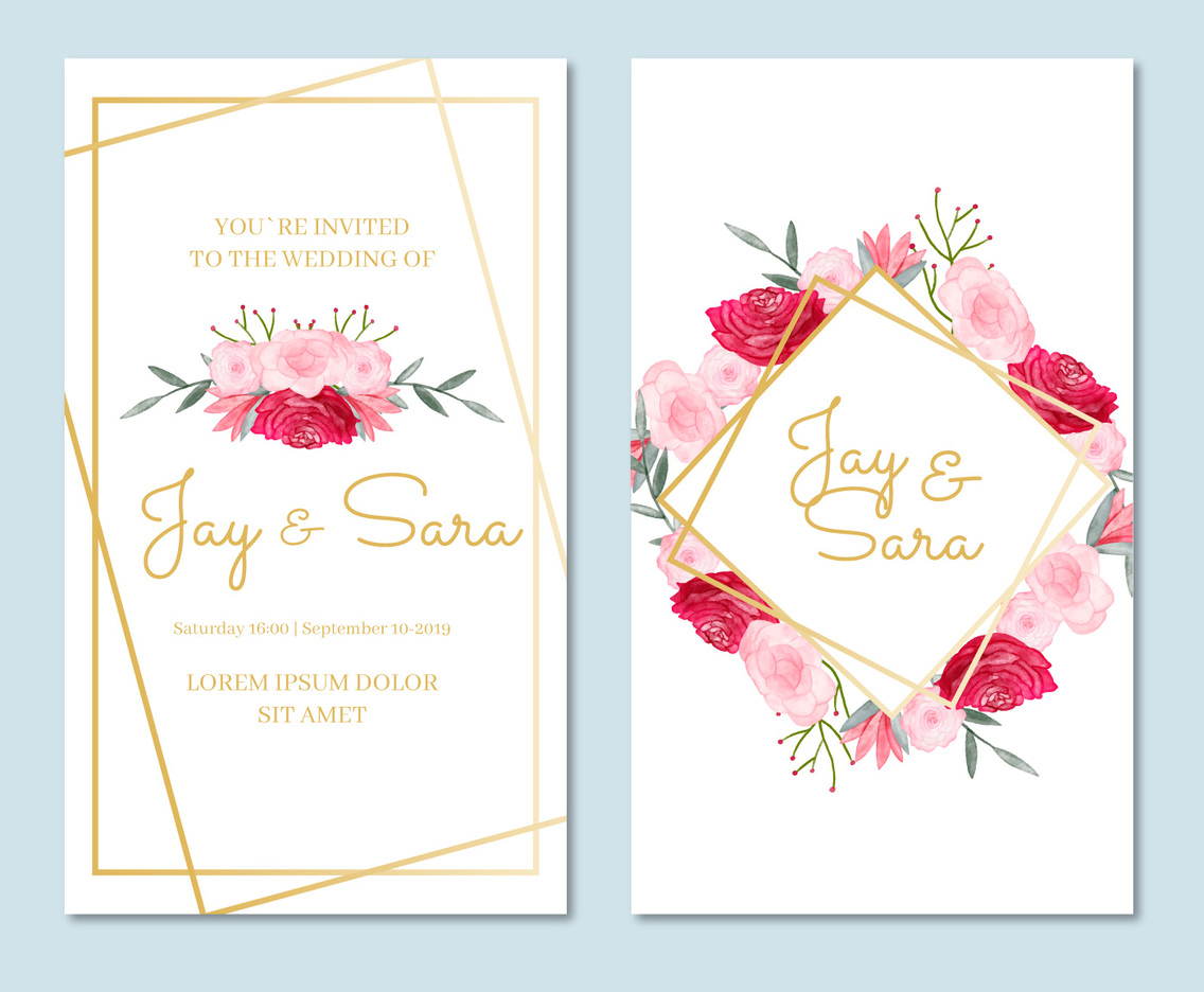 Wedding Invitation Template With Flowers