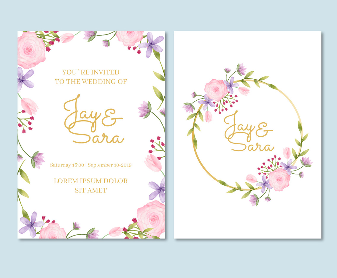 Wedding Invitation Template With Flowers
