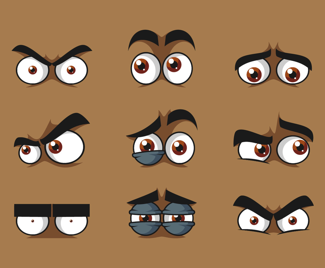 Brown Cartoon Eyes Vector