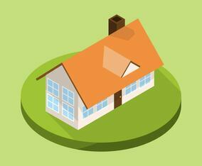 Flat Modern House Isometric Style