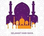 Flat Modern Selamat Hari Raya Eid Mubarak Greetings Vector Illustration