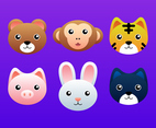 Cute Animal Heads Element Set Illustration