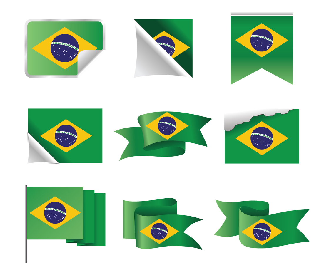 Brazil Flag and Ribbon set